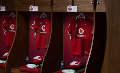 110426 - Wales v Scotland, Guinness Women’s 6 Nations - Wales match jerseys hangs in the changing room ahead of the match