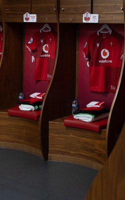 110426 - Wales v Scotland, Guinness Women’s 6 Nations - Wales match jerseys hangs in the changing room ahead of the match