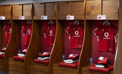110426 - Wales v Scotland, Guinness Women’s 6 Nations - Wales match jerseys hangs in the changing room ahead of the match