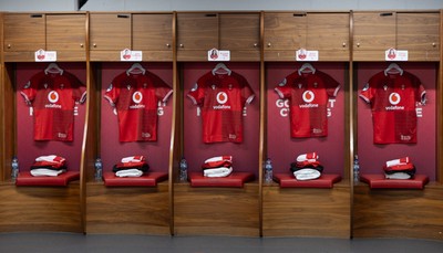 110426 - Wales v Scotland, Guinness Women’s 6 Nations - Wales match jerseys hangs in the changing room ahead of the match