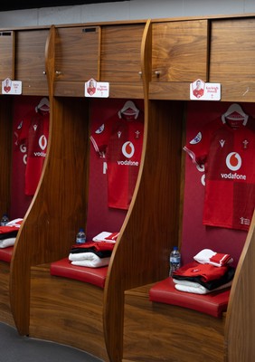 110426 - Wales v Scotland, Guinness Women’s 6 Nations - Wales match jerseys hangs in the changing room ahead of the match