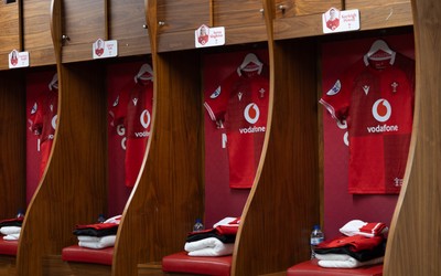 110426 - Wales v Scotland, Guinness Women’s 6 Nations - Wales match jerseys hangs in the changing room ahead of the match