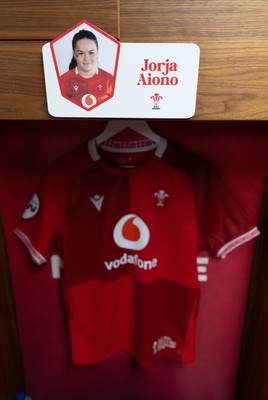 110426 - Wales v Scotland, Guinness Women’s 6 Nations - Jorja Aiono’s Wales match jersey hangs in the changing room ahead of her debut