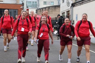 110426 - Wales v Scotland, Guinness Women’s 6 Nations - Wales players are greeted by fans as they leave the hotel for the stadium