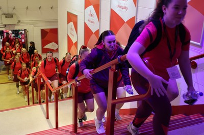 110426 - Wales v Scotland, Guinness Women’s 6 Nations - Wales players are greeted by fans as they leave the hotel for the stadium