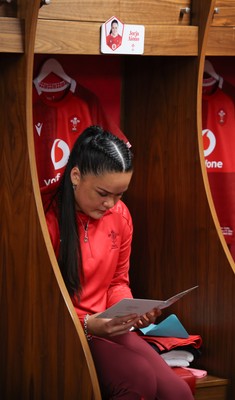 110426 - Wales v Scotland, Guinness Women’s 6 Nations - Jorja Aiono of Wales in the changing room ahead of the match