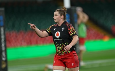 110426 - Wales v Scotland, Guinness Women’s 6 Nations -Kate Williams of Walesduring warm up