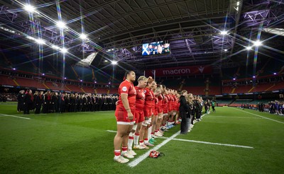110426 - Wales v Scotland, Guinness Women’s 6 Nations - The Wales Women’s team line up for the anthem