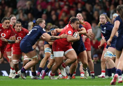 110426 - Wales v Scotland, Guinness Women’s 6 Nations - Sisilia Tuipulotu of Wales powers over to score try