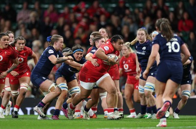 110426 - Wales v Scotland, Guinness Women’s 6 Nations - Sisilia Tuipulotu of Wales powers over to score try