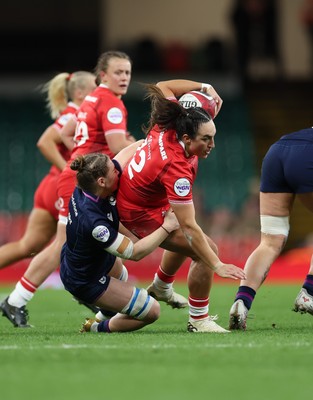110426 - Wales v Scotland, Guinness Women’s 6 Nations - Courtney Keight of Wales is tackled