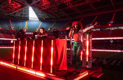 110426 - Wales v Scotland, Guinness Women’s 6 Nations - Half time performance with DJ Kay Russant