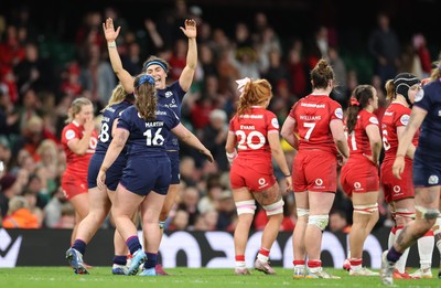 110426 - Wales v Scotland, Guinness Women’s 6 Nations - Scotland celebrate the win on the final whistle