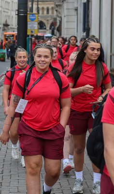 110426 - Wales v Scotland, Guinness Women’s 6 Nations - Wales players are greeted by fans as they leave the hotel for the stadium