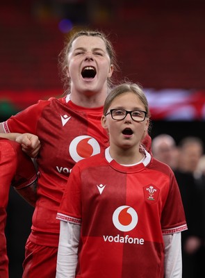 110426 - Wales v Scotland, Guinness Women’s 6 Nations - Wales captain Kate Williams and mascot Nell Rolfe
