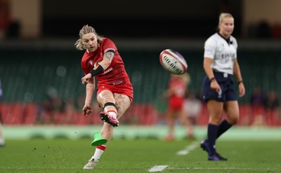 110426 - Wales v Scotland, Guinness Women’s 6 Nations - Keira Bevan of Wales kicks a conversion