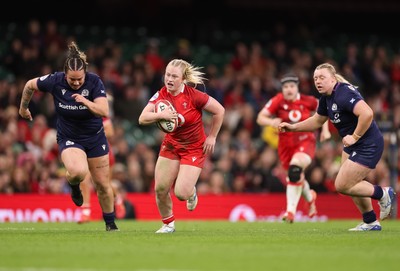 110426 - Wales v Scotland, Guinness Women’s 6 Nations - Seren Lockwood of Wales charges for the line