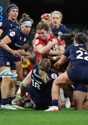 110426 - Wales v Scotland, Guinness Women’s 6 Nations - Kate Williams of Wales powers over to score try