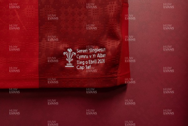 110426 - Wales v Scotland, Guinness Women’s 6 Nations - Seren Singleton’s Wales match jersey hangs in the changing room ahead of her debut