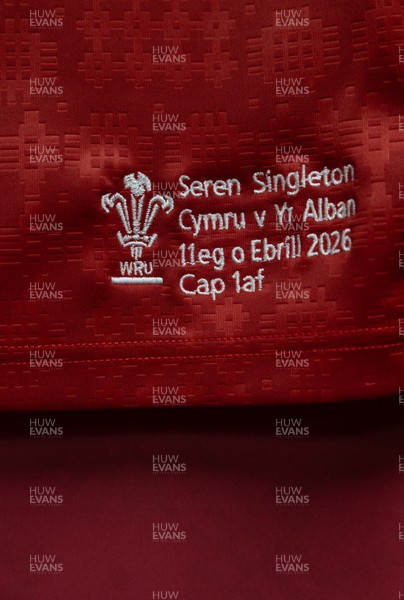 110426 - Wales v Scotland, Guinness Women’s 6 Nations - Seren Singleton’s Wales match jersey hangs in the changing room ahead of her debut