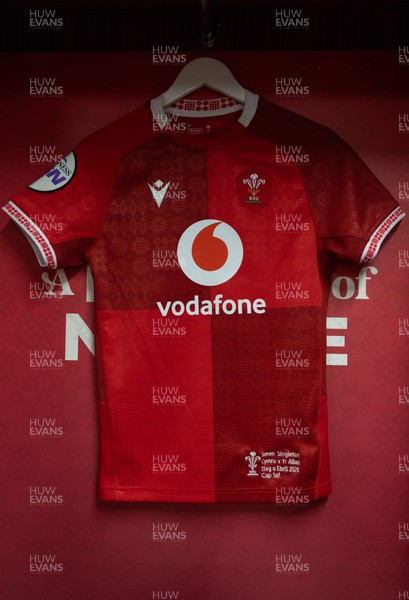 110426 - Wales v Scotland, Guinness Women’s 6 Nations - Seren Singleton’s Wales match jersey hangs in the changing room ahead of her debut