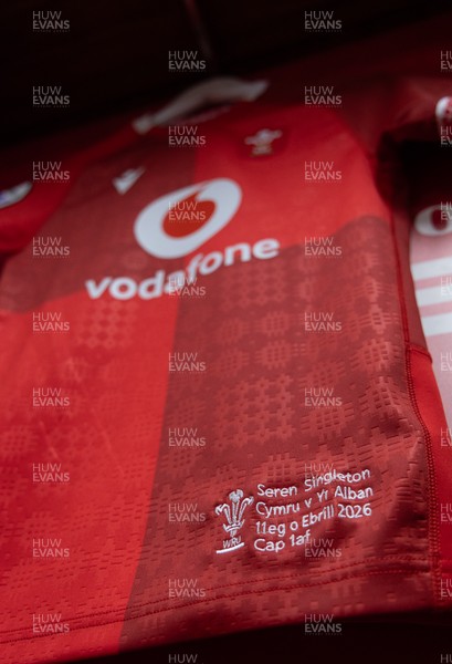 110426 - Wales v Scotland, Guinness Women’s 6 Nations - Seren Singleton’s Wales match jersey hangs in the changing room ahead of her debut