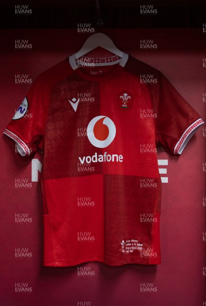 110426 - Wales v Scotland, Guinness Women’s 6 Nations - Jorja Aiono’s Wales match jersey hangs in the changing room ahead of her debut