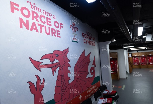 110426 - Wales v Scotland, Guinness Women’s 6 Nations - Wales match jerseys hangs in the changing room ahead of the match