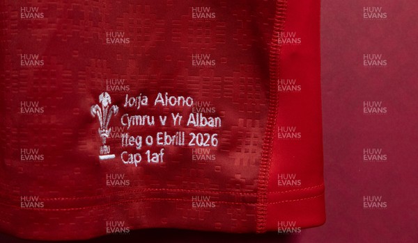 110426 - Wales v Scotland, Guinness Women’s 6 Nations - Jorja Aiono’s Wales match jersey hangs in the changing room ahead of her debut