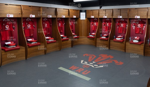 110426 - Wales v Scotland, Guinness Women’s 6 Nations - Wales match jerseys hangs in the changing room ahead of the match