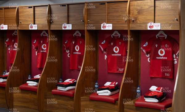 110426 - Wales v Scotland, Guinness Women’s 6 Nations - Wales match jerseys hangs in the changing room ahead of the match