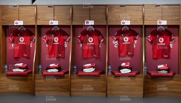 110426 - Wales v Scotland, Guinness Women’s 6 Nations - Wales match jerseys hangs in the changing room ahead of the match