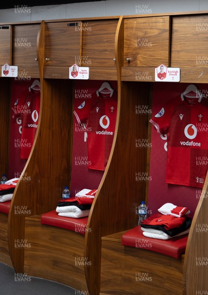 110426 - Wales v Scotland, Guinness Women’s 6 Nations - Wales match jerseys hangs in the changing room ahead of the match