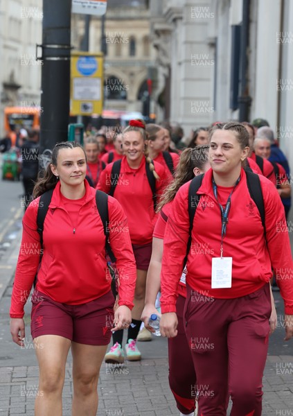 110426 - Wales v Scotland, Guinness Women’s 6 Nations - Wales players are greeted by fans as they leave the hotel for the stadium