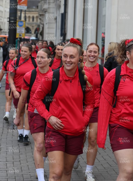 110426 - Wales v Scotland, Guinness Women’s 6 Nations - Wales players are greeted by fans as they leave the hotel for the stadium