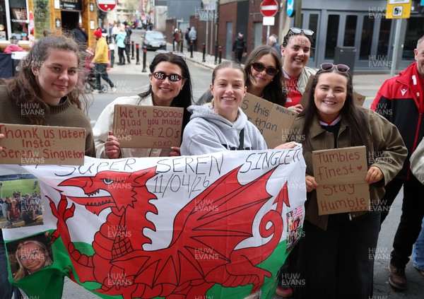 110426 - Wales v Scotland, Guinness Women’s 6 Nations - Wales players are greeted by fans as they leave the hotel for the stadium