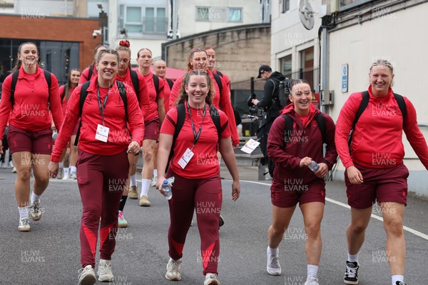 110426 - Wales v Scotland, Guinness Women’s 6 Nations - Wales players are greeted by fans as they leave the hotel for the stadium