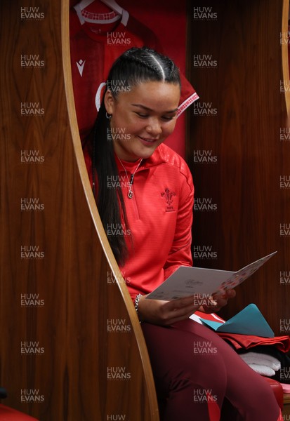 110426 - Wales v Scotland, Guinness Women’s 6 Nations - Jorja Aiono of Wales in the changing room ahead of the match