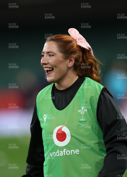 110426 - Wales v Scotland, Guinness Women’s 6 Nations -Georgia Evans of Wales during warm up