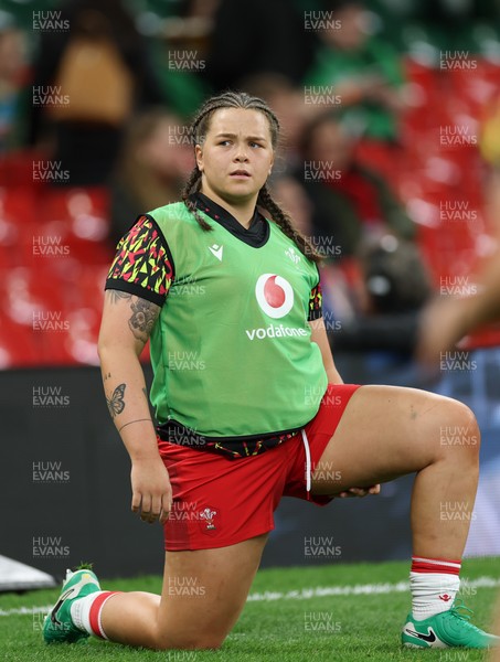 110426 - Wales v Scotland, Guinness Women’s 6 Nations - Maisie Davies of Wales during warm up