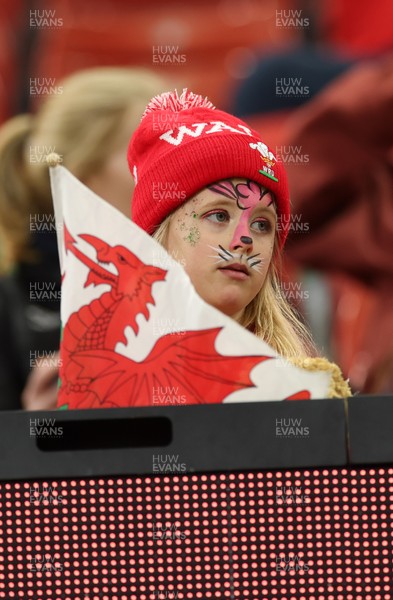 110426 - Wales v Scotland, Guinness Women’s 6 Nations - A young fan watches during warm up