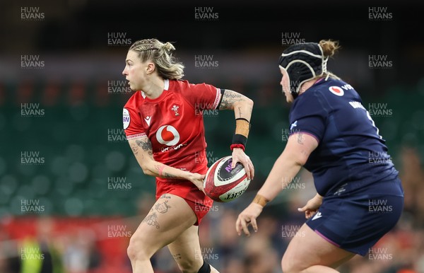 110426 - Wales v Scotland, Guinness Women’s 6 Nations - Keira Bevan of Wales charges forward