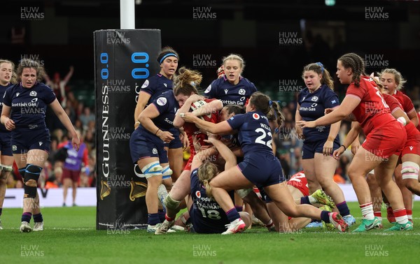 110426 - Wales v Scotland, Guinness Women’s 6 Nations - Kate Williams of Wales powers over to score try