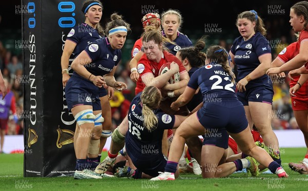 110426 - Wales v Scotland, Guinness Women’s 6 Nations - Kate Williams of Wales powers over to score try