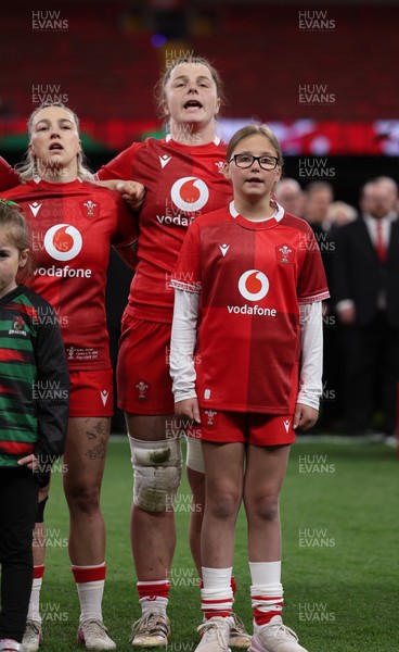 110426 - Wales v Scotland, Guinness Women’s 6 Nations - Wales captain Kate Williams and mascot Nell Rolfe