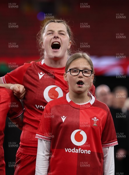 110426 - Wales v Scotland, Guinness Women’s 6 Nations - Wales captain Kate Williams and mascot Nell Rolfe