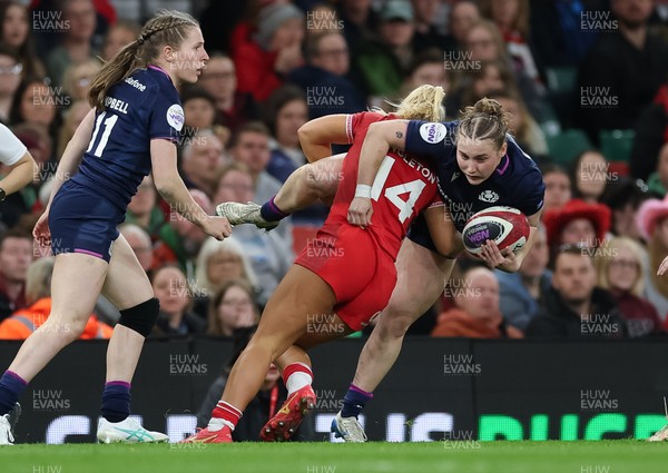 110426 - Wales v Scotland, Guinness Women’s 6 Nations - Seren Singleton of Wales tackles