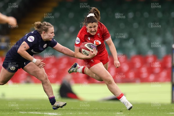 110426 - Wales v Scotland, Guinness Women’s 6 Nations - Kayleigh Powell of Wales breaks away
