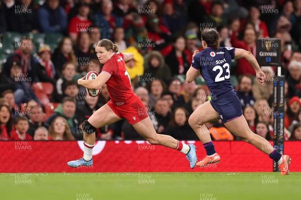 110426 - Wales v Scotland, Guinness Women’s 6 Nations - Carys Cox of Wales attacks