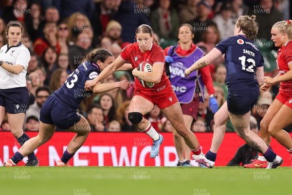 110426 - Wales v Scotland, Guinness Women’s 6 Nations - Carys Cox of Wales attacks
